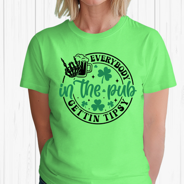 Everybody in the Pub Gettin' Tipsy Shirt – Funny St. Patrick’s Day Skeleton Tee