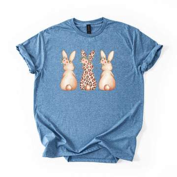 Leopard Easter Bunnies with Flowers Unisex Tee