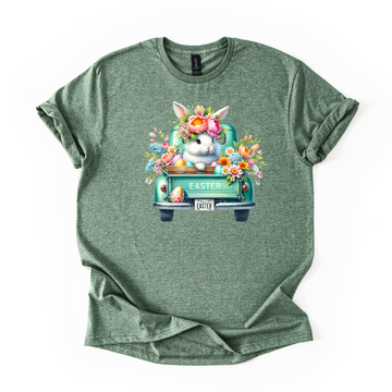 Easter Bunny in Easter Flower Truck Unisex Tee