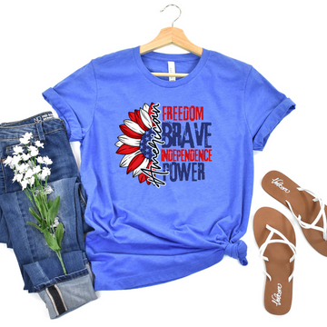 American Freedom. Brave. Independence. Power. Tee