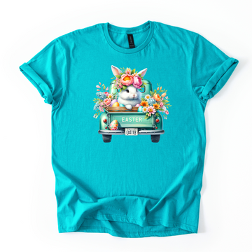 Easter Bunny in Easter Flower Truck Unisex Tee