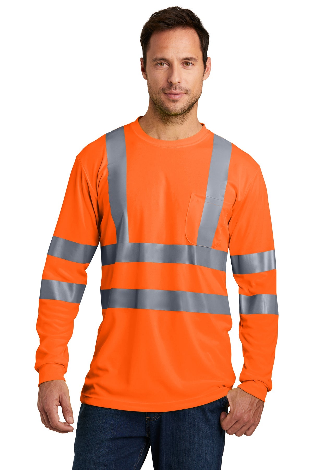 CornerStone® - ANSI 107 Class 3 Long Sleeve Snag-Resistant Reflective T-Shirt CS409