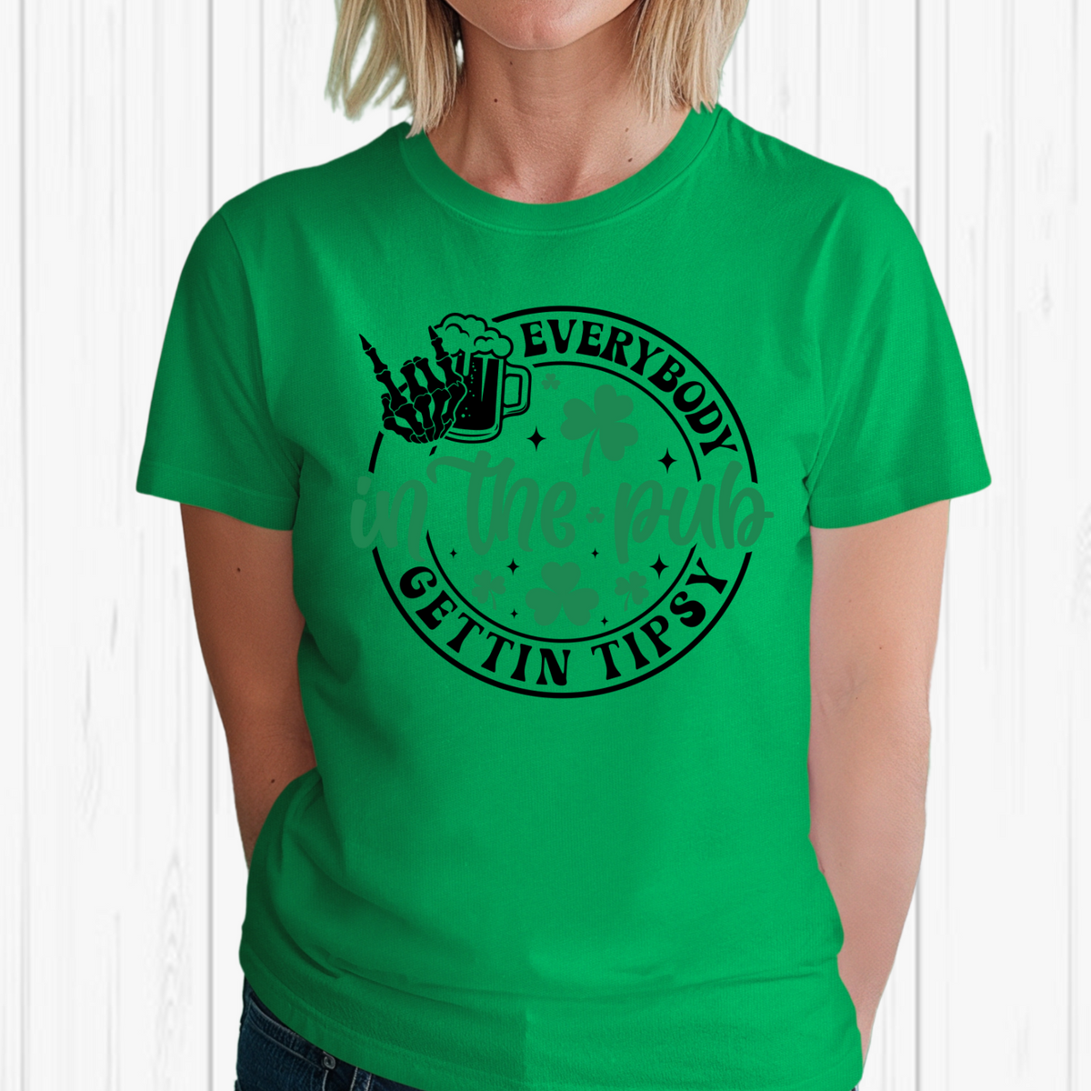 Everybody in the Pub Gettin' Tipsy Shirt – Funny St. Patrick’s Day Skeleton Tee