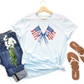 American Flags & Bow Tee 🎀🇺🇸