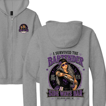 I Survived the Bartender Full-Zip Sweatshirt | Side Ways Bar